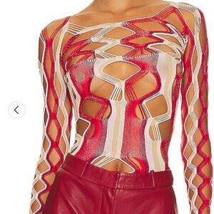 Stylish Red and White Women's Top